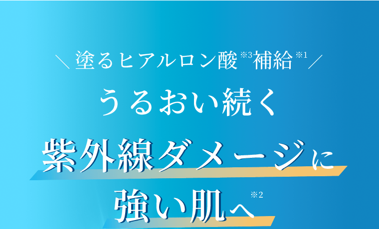 塗るヒアルロン酸(※3)補給(※1)　うるおい続く紫外線ダメージに強い肌へ(※2)
