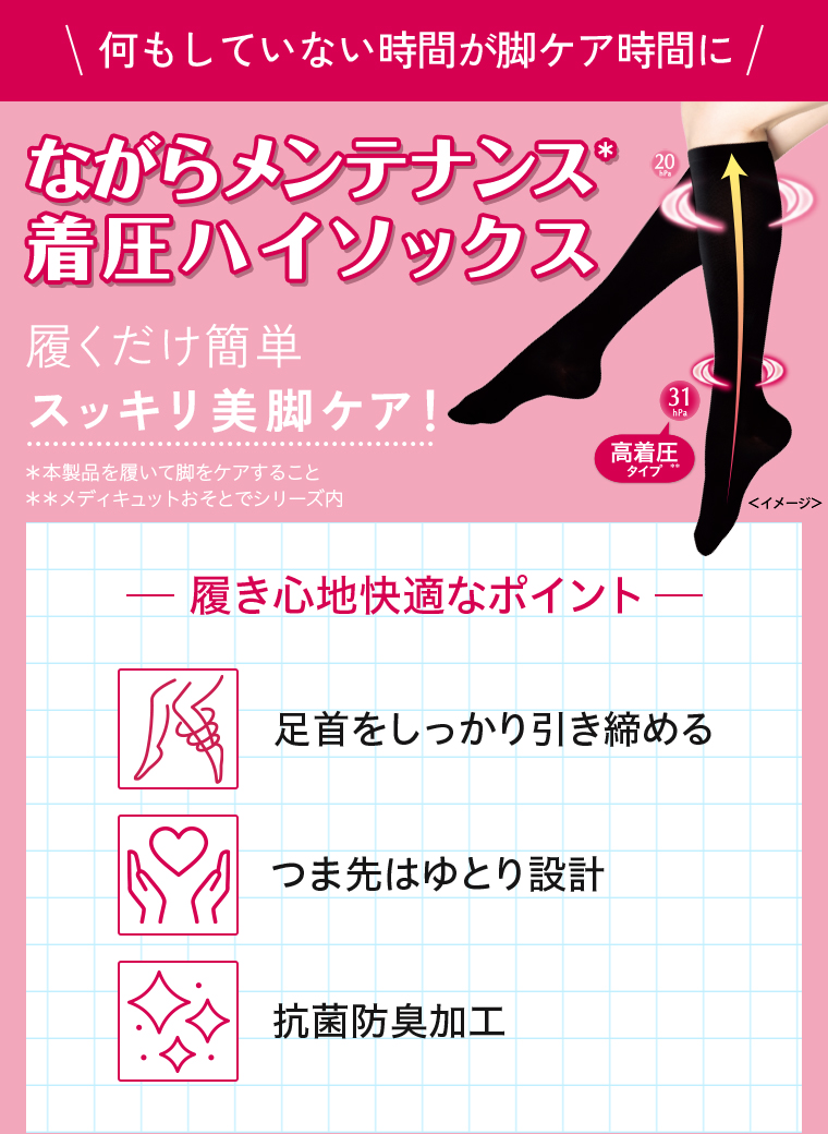 ながらメンテナンス着圧ハイソックス