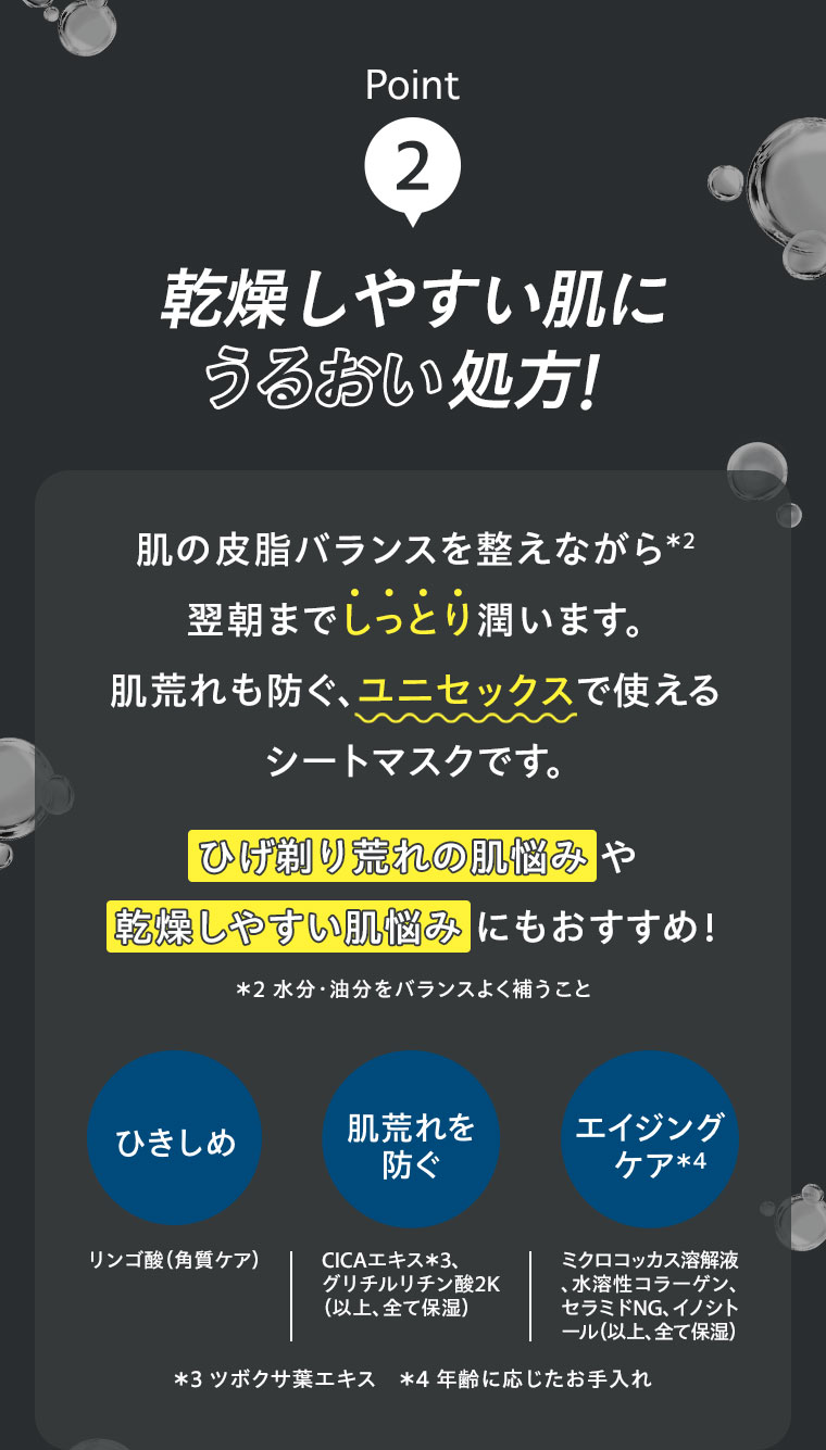POINT02 乾燥しやすい肌にうるおい処方！