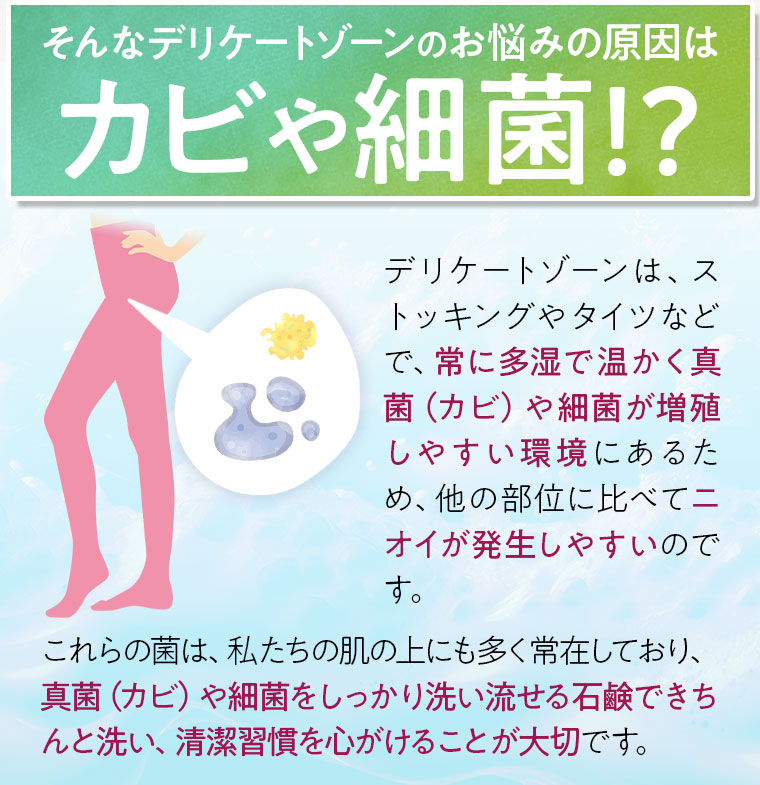 そんなデリケートゾーンのお悩みの原因はカビや細菌！？