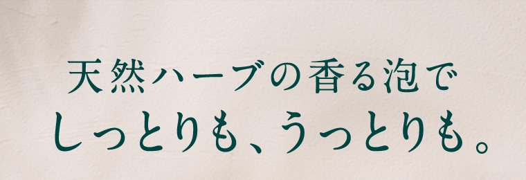 天然ハーブの香る泡でしっとりも、うっとりも。
