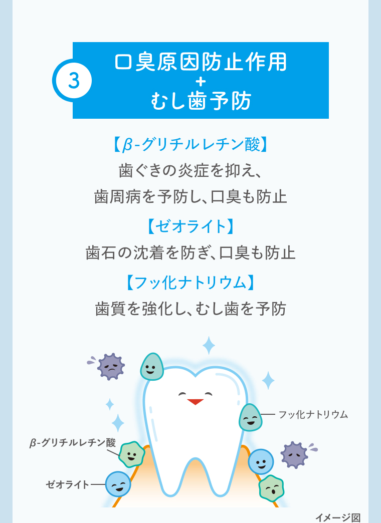 3口臭原因防止作用+むし歯予防