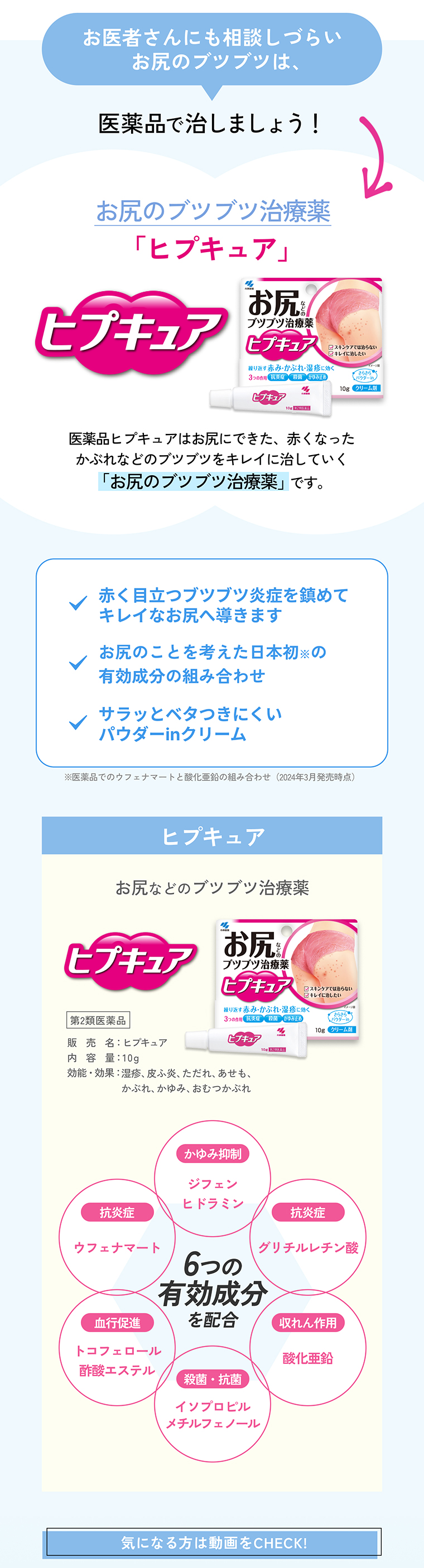 お医者さんにも相談しづらいお尻のブツブツは、医薬品で治しましょう！