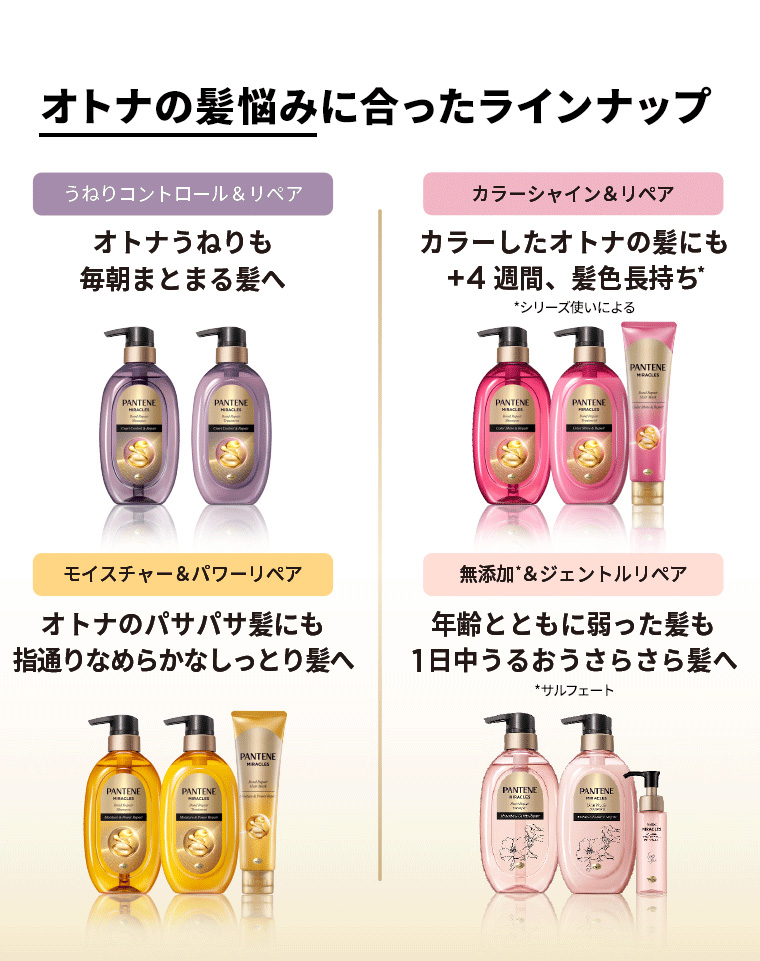 オトナの髪悩みに合ったラインナップ