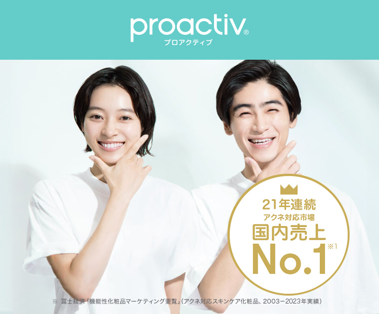 proactiv　プロアクティブ　21年連続アクネ対応市場　国内売上　No.1