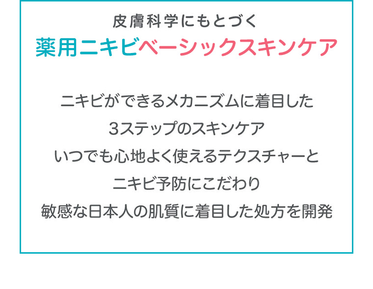 皮膚科学にもとづく薬用ニキビベーシックスキンケア