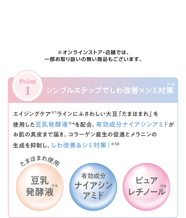 POINT01 シンプルステップでしわxシミ対策改善
