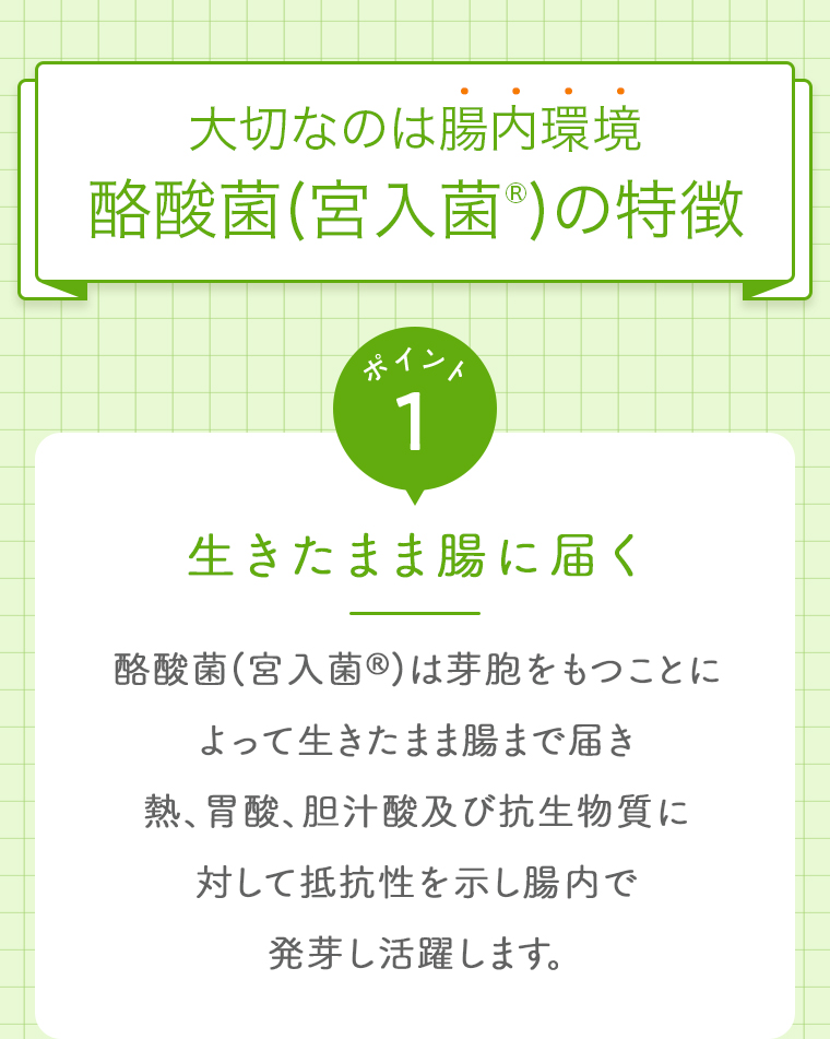 ポイント01 生きたまま腸に届く