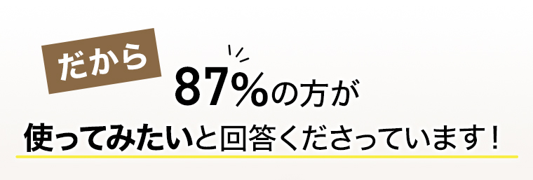 だから87%の方が使ってみたいと回答くださっています！