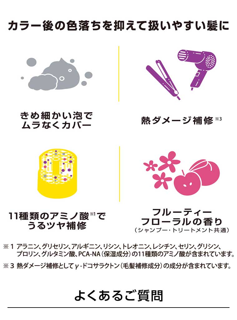 カラー後の色落ちを抑えて扱いやすい髪に よくあるご質問