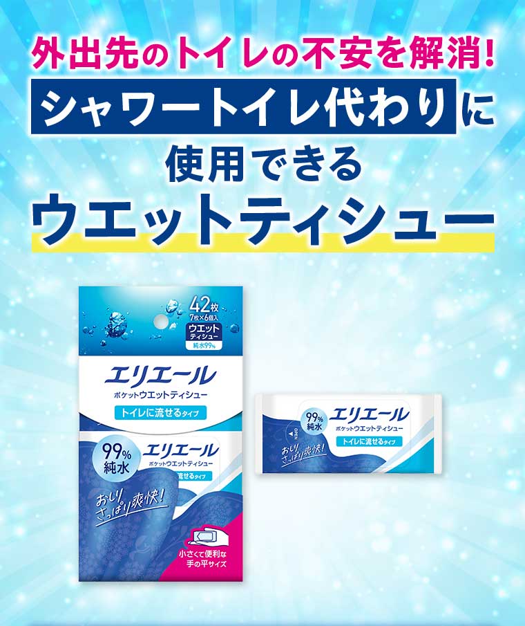 外出先のトイレの不安を解消!シャワートイレ代わりに使用できるウエットティシュー