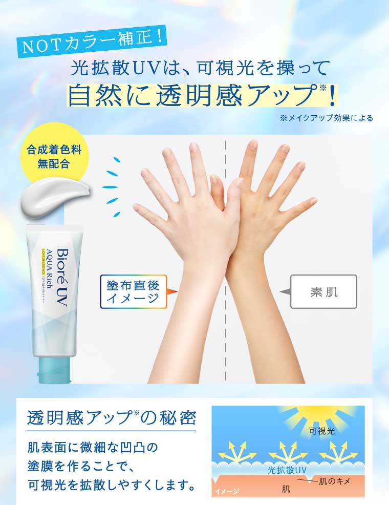 光拡散UVは、可視光を操って自然に透明感アップ!