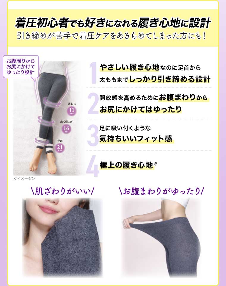 着圧初心者でも好きになれる履き心地に設計