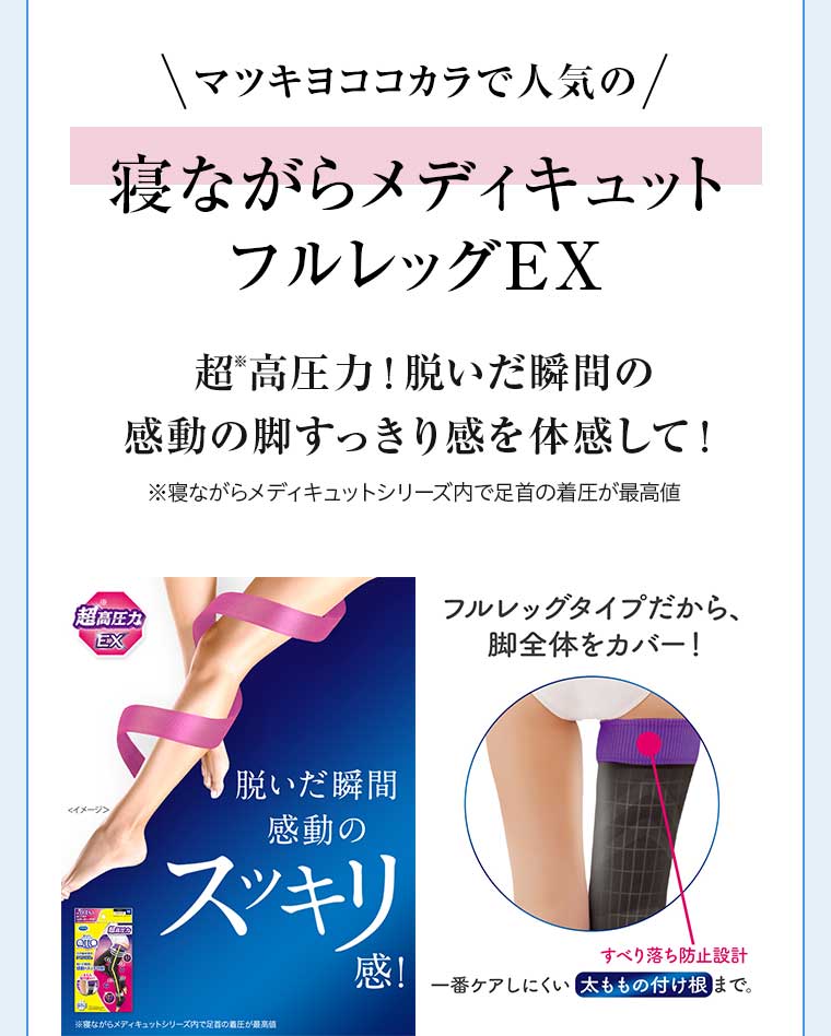 マツキヨココカラで人気の 寝ながらメディキュット フルレッグEX