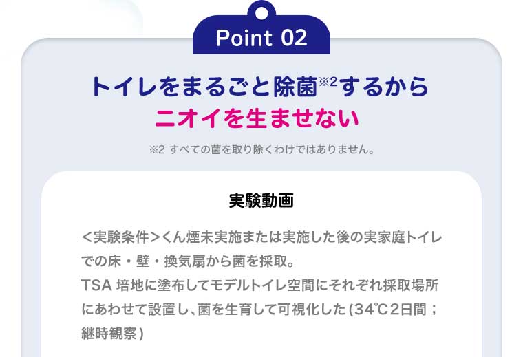 Point02 トイレをまるごと除菌するからニオイを生ませない