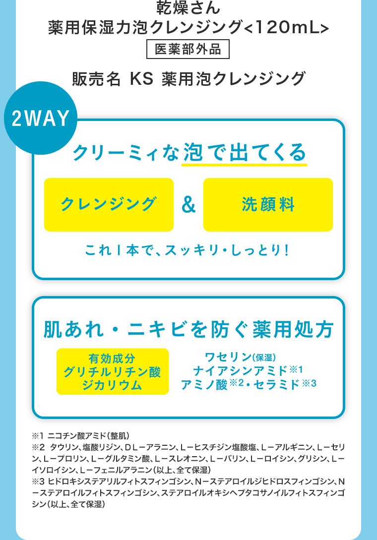 クリーミィな泡で出てくる クレンジング&洗顔料