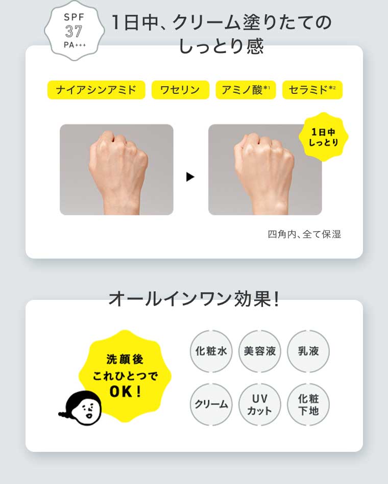 1日中、クリーム塗りたてのしっとり感