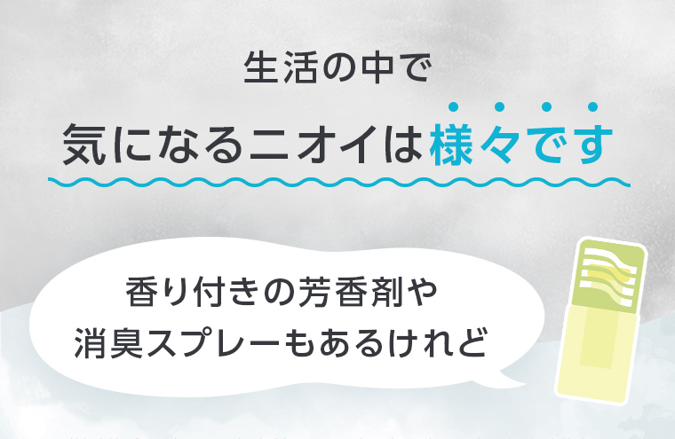 生活の中で気になるニオイは様々です。香り付きの芳香剤や消臭スプレーもあるけれど