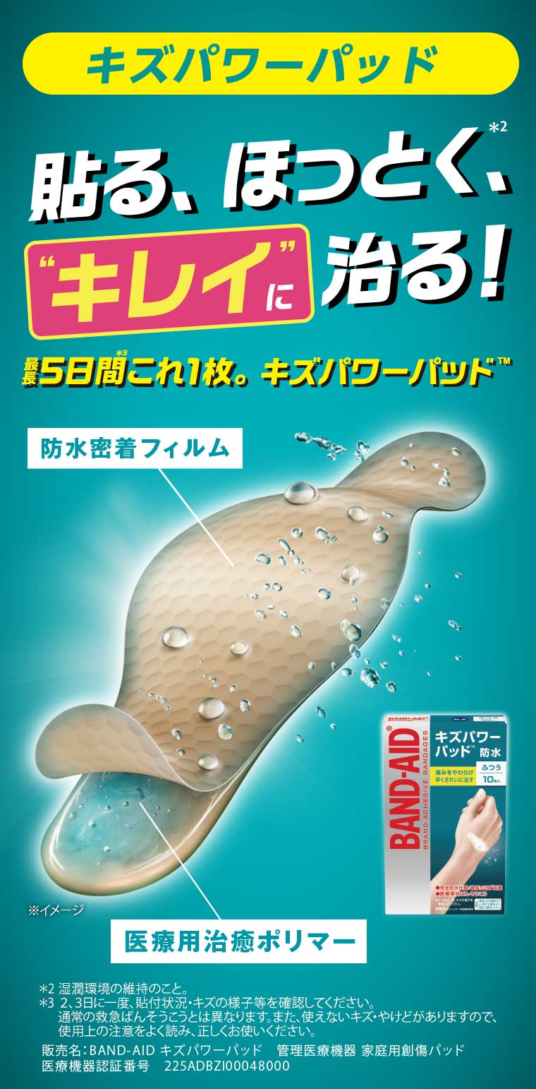 キズパワーパッド 貼る、ほっとく、キレイに治る!