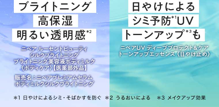 ニベアプレミアムセラム ボディミルクシルクブライトニング ニベアUV ディーププロテクト&ケア トーンアップエッセンス