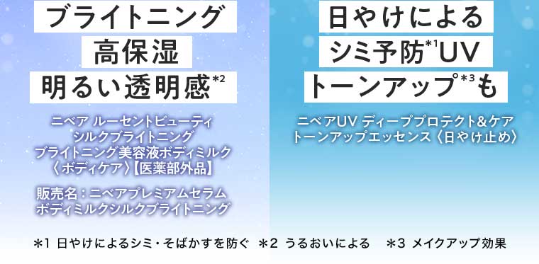 ニベアプレミアムセラム ボディミルクシルクブライトニング ニベアUV ディーププロテクト&ケア トーンアップエッセンス