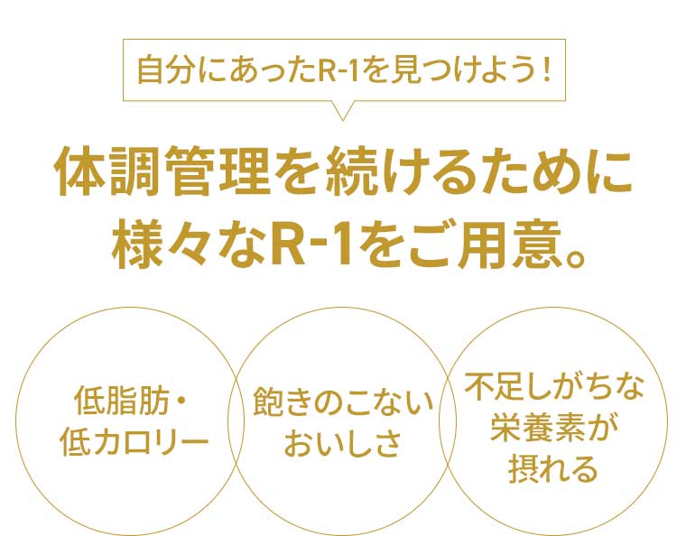 自分にあったR-1を見つけよう!体調管理を続けるために様々なR-1をご用意。