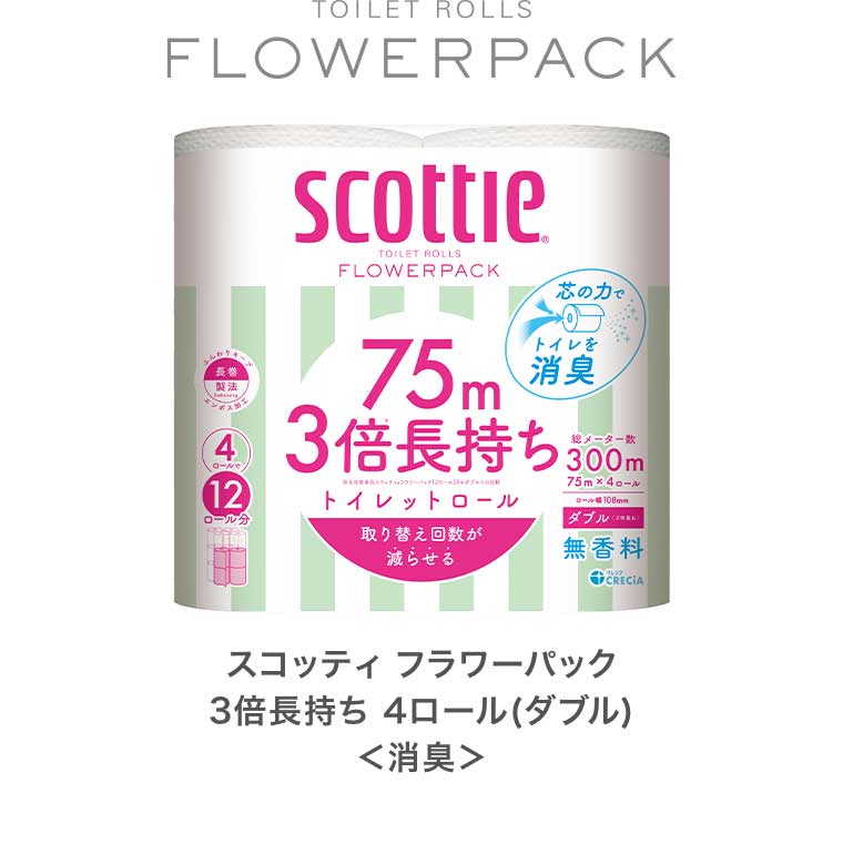 スコッティ フラワーパック 3倍長持ち 4ロール(ダブル) 消臭