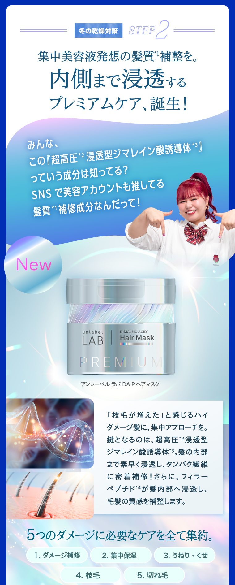 冬の乾燥対策 STEP2　集中美容液発想の髪質補整を。内側まで浸透するプレミアムケア、誕生！