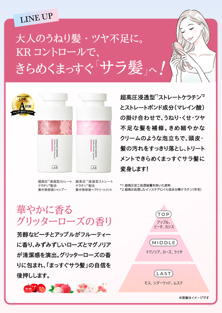 大人のうねり髪・ツヤ不足に。KRコントロールで、きらめくまっすぐ「サラ髪」へ！