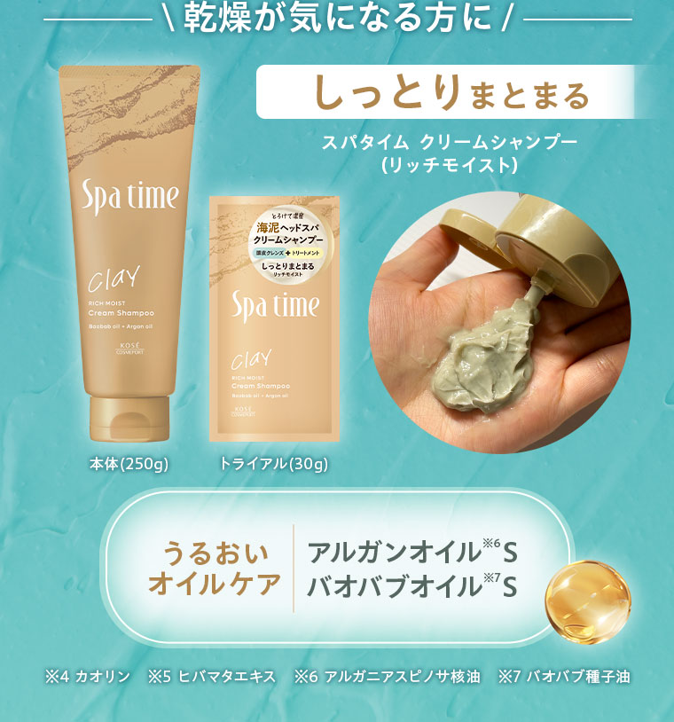 乾燥が気になる方に しっとりまとまる スパタイムクリームシャンプー(リッチモイスト)