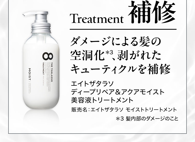 Treatment 補修 ダメージによる髪の空洞化、剥がれたキューティクルを補修