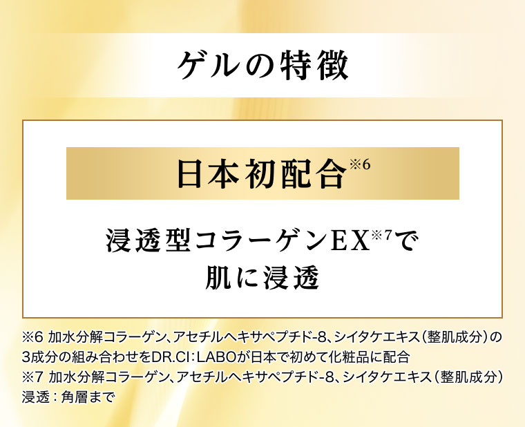 ゲルの特徴 日本初配合 浸透型コラーゲンEXで肌に浸透