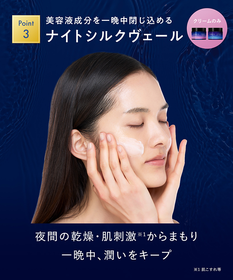 美容液成分を一晩中閉じ込めるナイトシルクヴェール