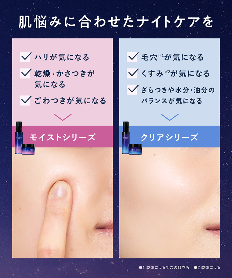 肌悩みに合わせたナイトケアを