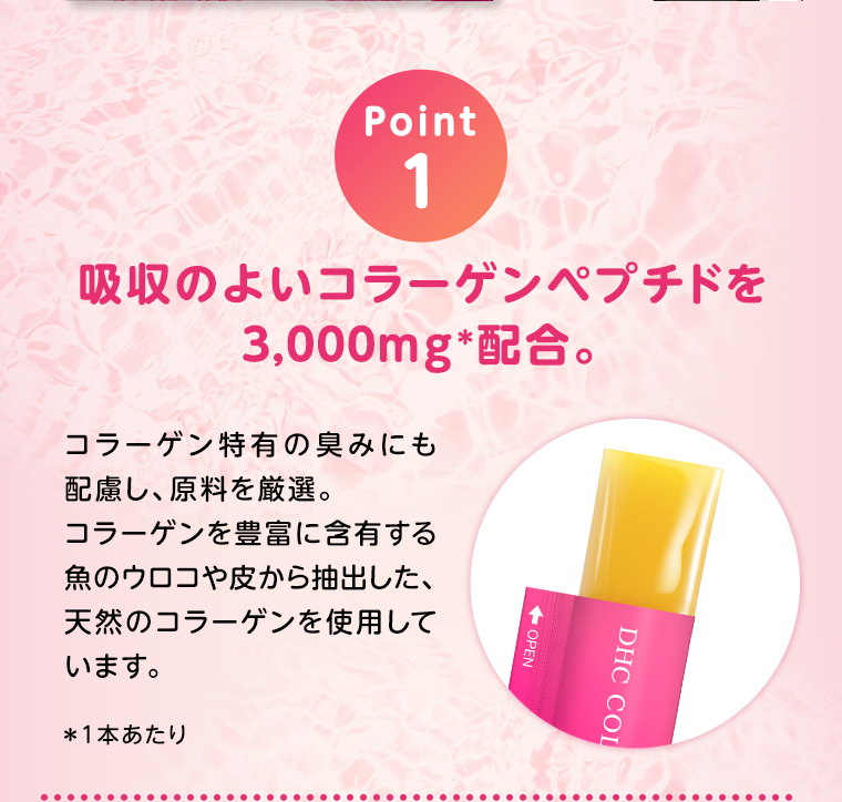 POINT01 吸収のよいコラーゲンペプチドを3000mg配合