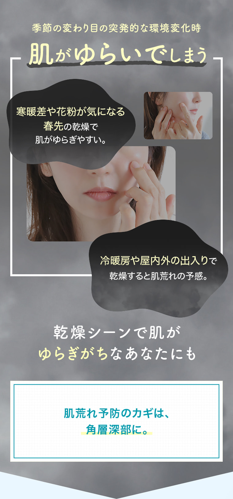 季節の変わり目の突発的な環境変化時 肌がゆらいでしまう