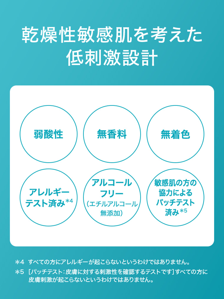 乾燥性敏感肌を考えた低刺激設計