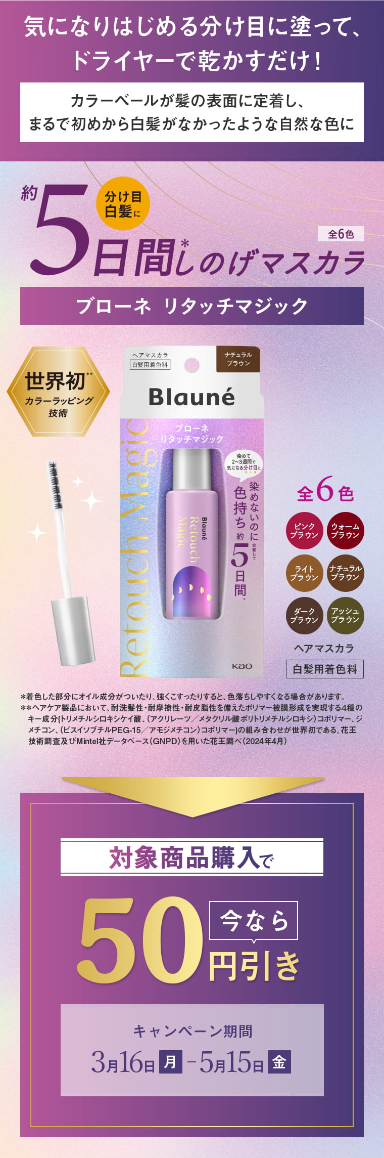 気になり始める分け目に塗って、ドライヤーで乾かすだけ