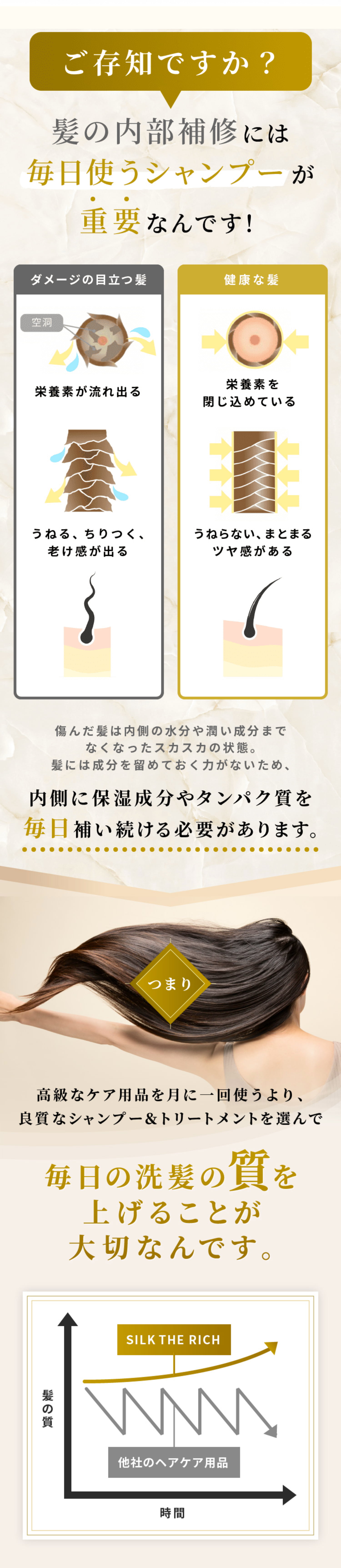 髪の内部補修には毎日使うシャンプーが重要なんです
