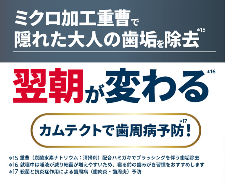 ミクロ加工重曹で隠れた大人の歯垢を除去