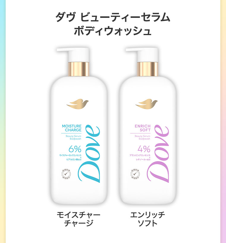 ダヴ ビューティーセラム ボディウォッシュ。モイスチャーチャージ。エンリッチソフト。