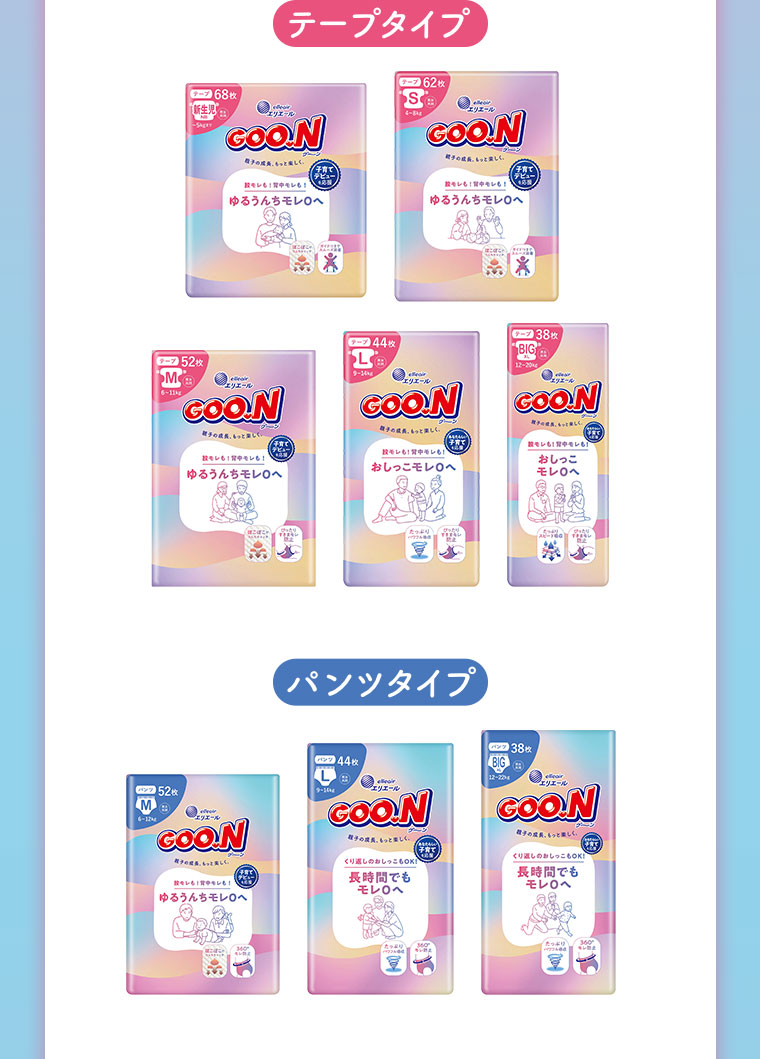 テープタイプ。パンツタイプ。