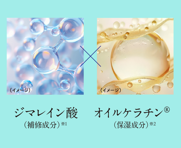 ジマレイン酸（補修成分）×オイルケラチン®（保湿成分）