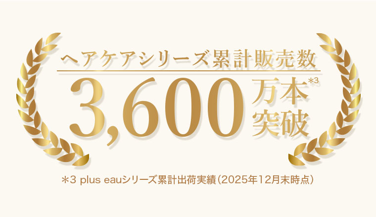 ヘアケアシリーズ累計販売数 3,600万本突破。注釈(詳細は本画像をご確認ください)。
