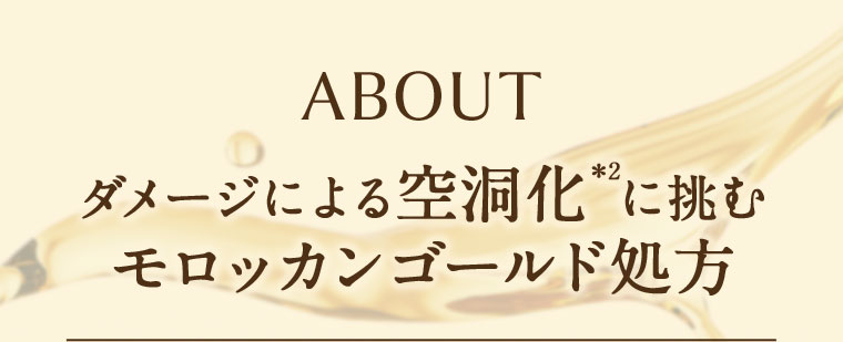 ABOUT。ダメージによる空洞化に挑む。モロッカンゴールド処方。
