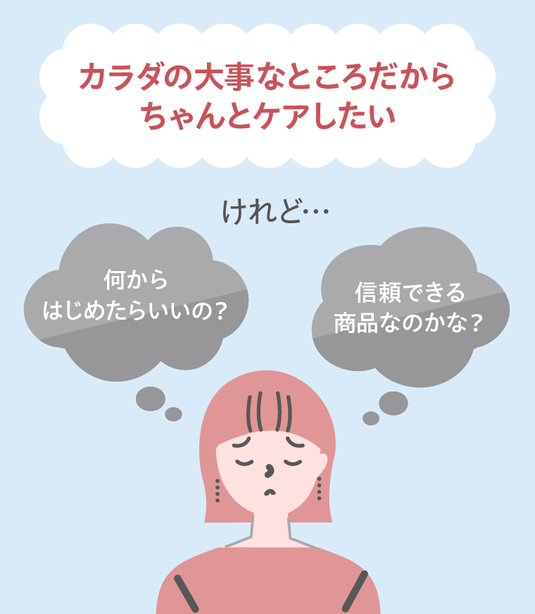 カラダの大事なところだからちゃんとケアしたい　けれど・・・何からはじめたらいいの？