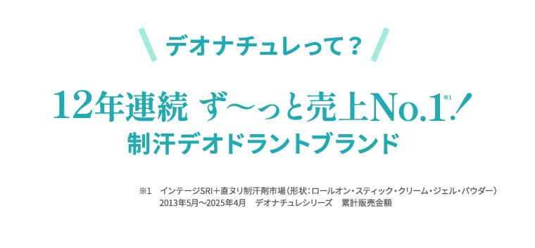 デオナチュレって？12年連続ず～っと売上No.1!制汗デオドラントブランド