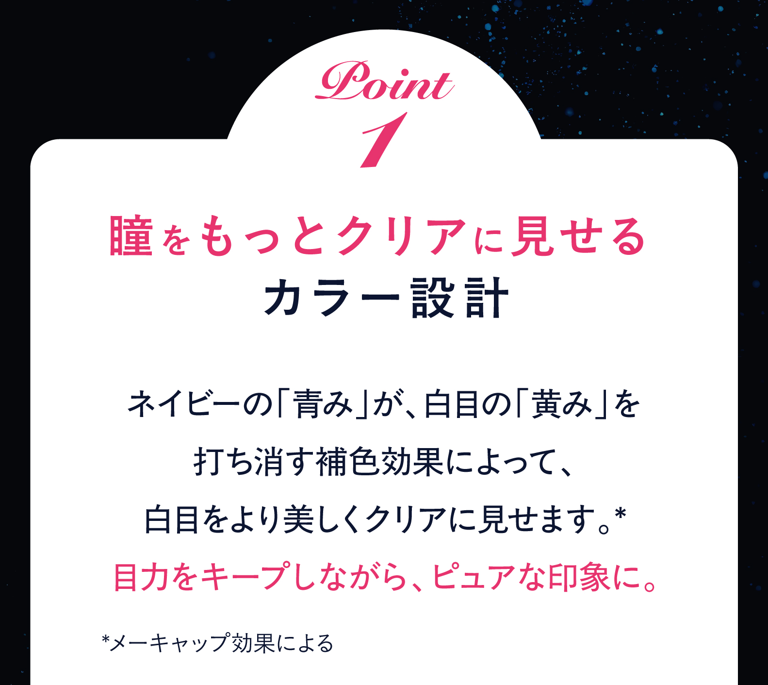 ポイント１　瞳をもっとクリアに見せるカラー設計