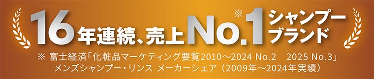 16年連続、売上No.1シャンプーブランド。注釈(詳細は本画像をご確認ください)。
