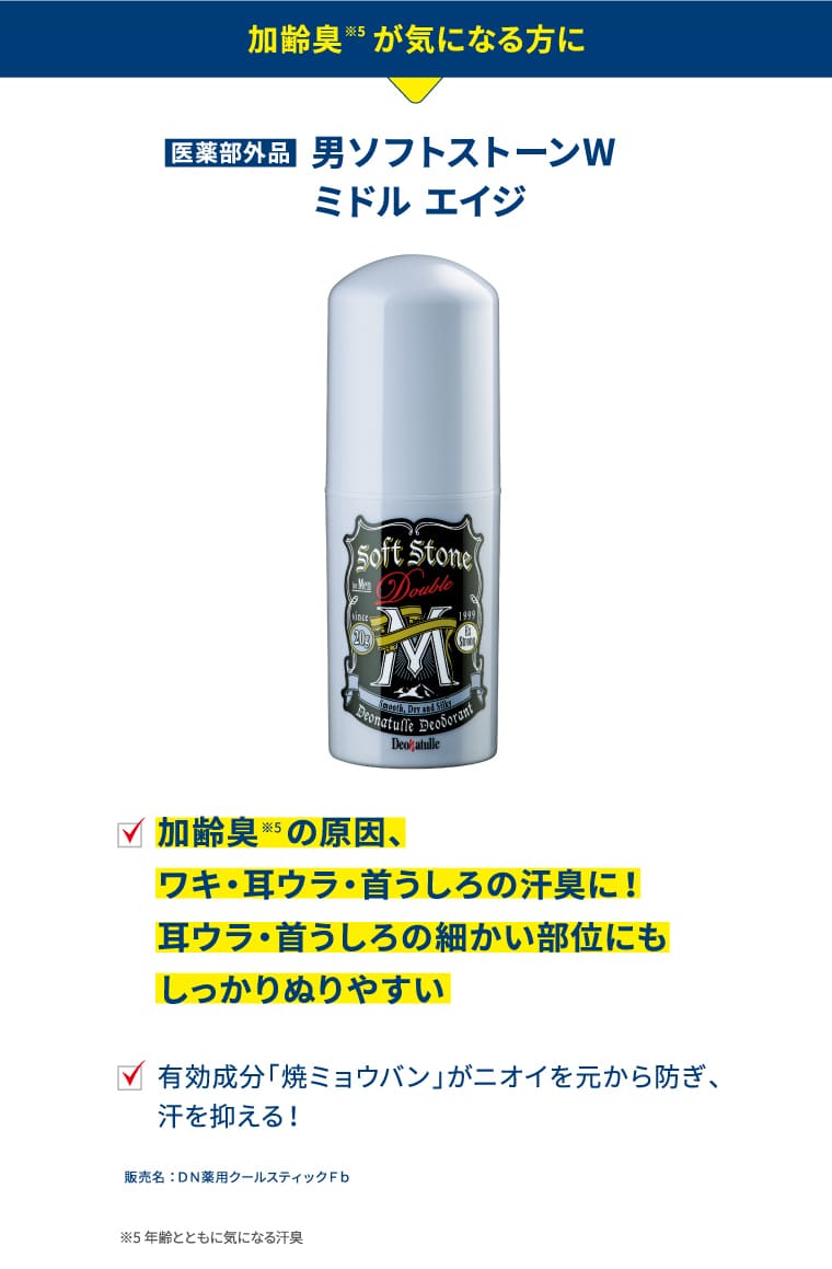 加齢臭が気になる方に 医薬部外品 男ソフトストーンW ミドル エイジ